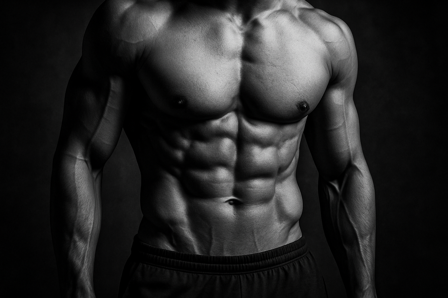 sexy muscle man Sixpack black and white